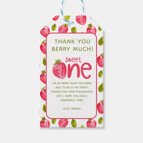Personalized Berry First Birthday Thank You Gift Tags