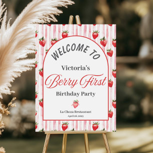 Personalized Berry First Birthday Welcome Sign