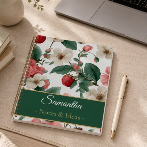 Personalized Berry Floral Custom Name Notebook