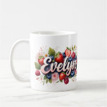 Personalized Berry Floral Name Mug – Evelyn