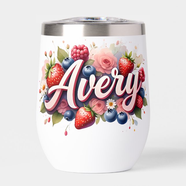Personalized Berry Floral Tumbler – "Avery" (Front)