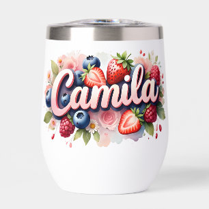 Personalized Berry Floral Tumbler – "Camila"