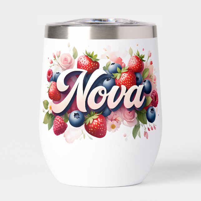 Personalized Berry Floral Tumbler – "Nova" (Front)