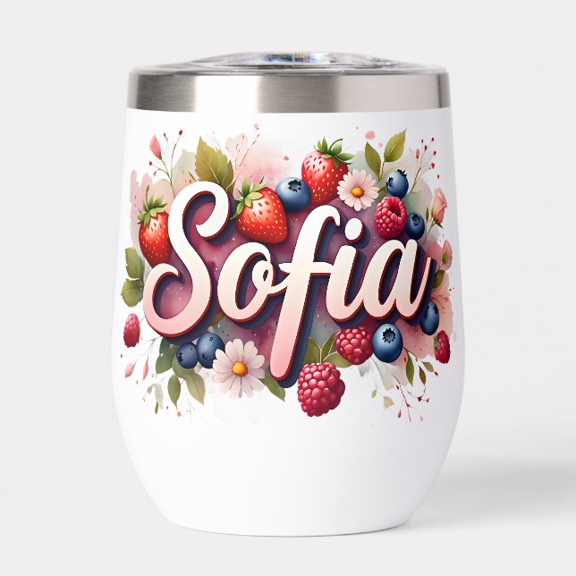 Personalized Berry Floral Tumbler – "Sofia" (Front)