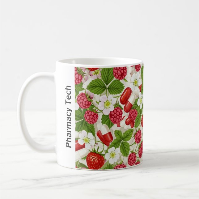 Personalized Berry & Pill Pattern Pharmacy Mug (Left)