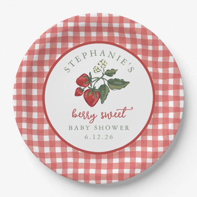 Personalized Berry Sweet Baby Shower Napkin Paper Plates (Front)