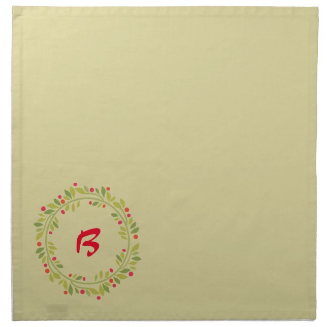 Personalized Berry Wreath Napkins (Front)