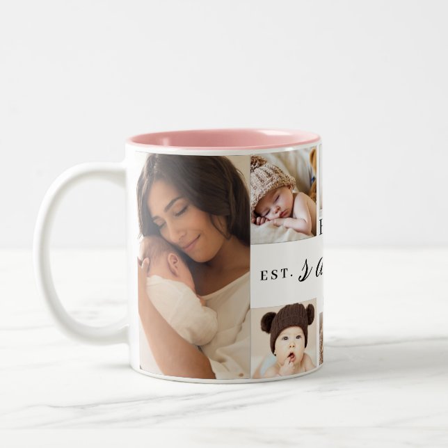 Personalized Best Abuelito Ever 8 Photo Collage  Two-Tone Coffee Mug (Left)
