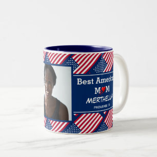 Personalized BEST AMERICAN MOM Photo Two-Tone Coffee Mug