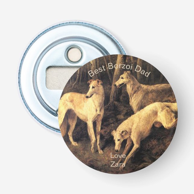 Personalized Best Borzoi Dad Bottle Opener (Front)