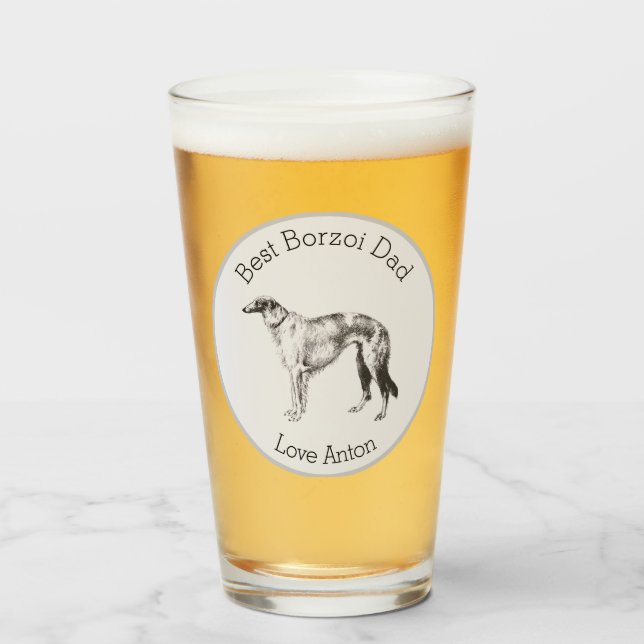 Personalized Best Borzoi Dad Glass (Front Filled)