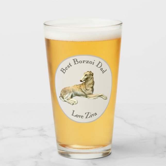 Personalized Best Borzoi Dad Glass (Front Filled)