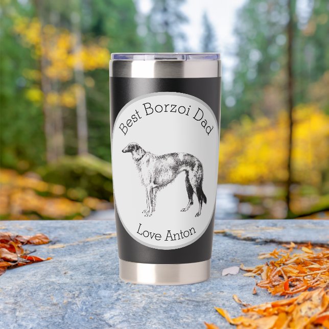 Personalized Best Borzoi Dad Insulated Tumbler (Outdoor (Rotated))