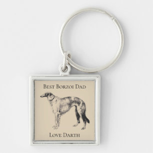 Personalized Best Borzoi Dad Keychain