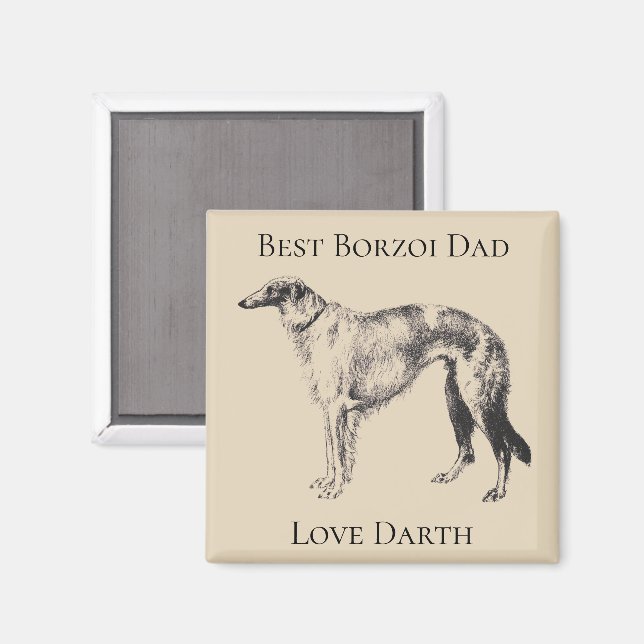 Personalized Best Borzoi Dad Magnet (Front/Back)