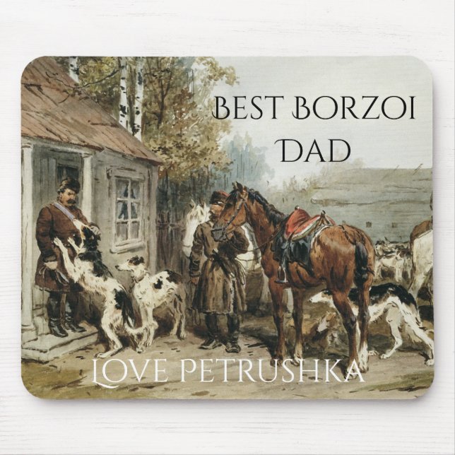 Personalized Best Borzoi Dad Mouse Pad (Front)