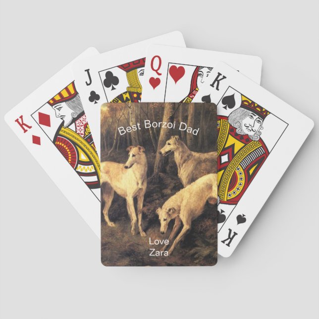 Personalized Best Borzoi Dad Poker Cards (Back)
