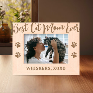 Personalized Best Cat Mom Ever Engraved Frames