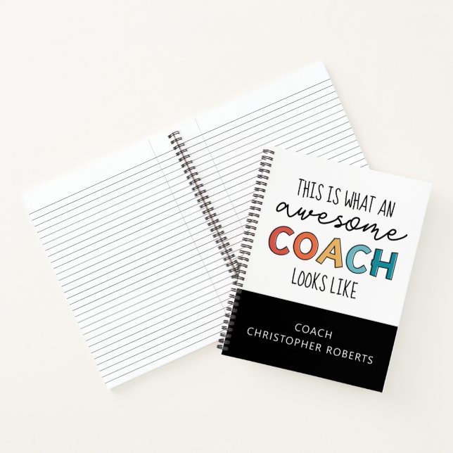 Personalized Best Coach Ever | Awesome Coach Gifts Notebook (Inside)