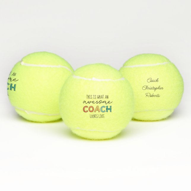 Personalized Best Coach Ever | Awesome Coach Gifts Tennis Balls (Multi)