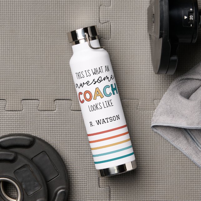 Personalized Best Coach Ever | Awesome Coach Gifts Water Bottle (Gym)