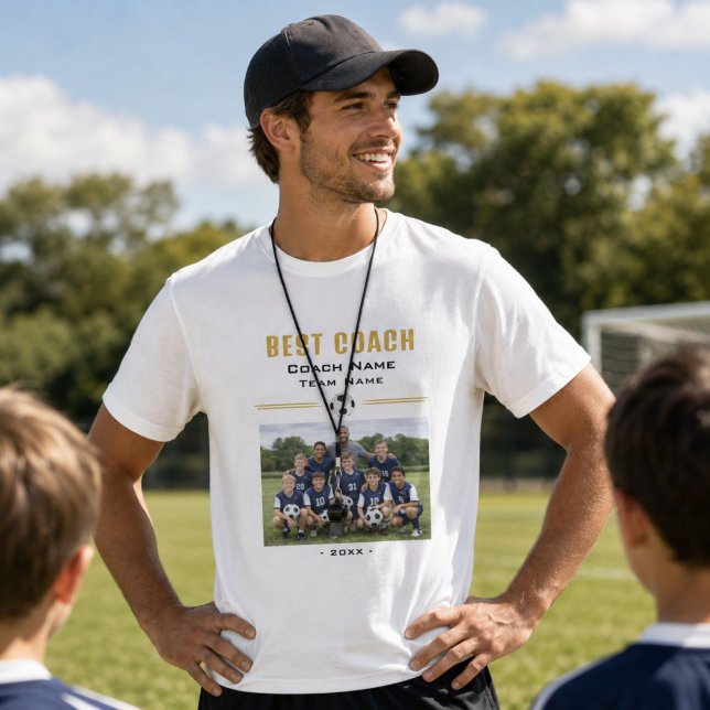 Personalized Best Coach Team Photo T-Shirt (Creator Uploaded)