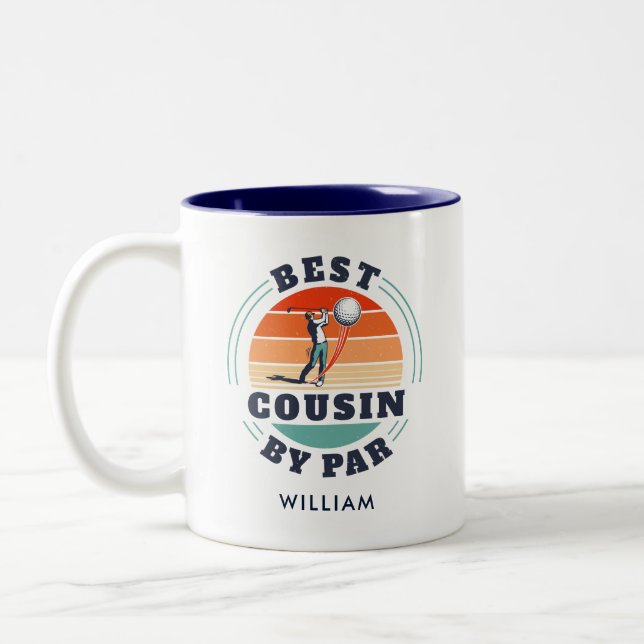 Personalized Best Cousin By Par Family Reunion Two-Tone Coffee Mug (Left)
