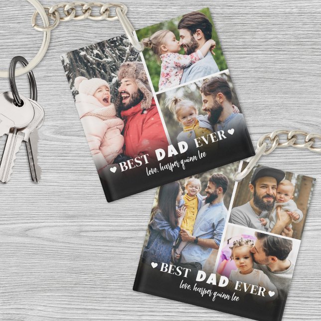 Personalized Best Dad 6 Photo Collage Father Keychain (Personalized Best Dad 6 Photo Collage Father Keychain )