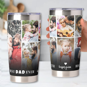 Personalized Best Dad 8 Photo Collage Father Insulated Tumbler