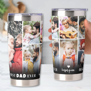 Personalized Best Dad 8 Photo Collage Father Insulated Tumbler