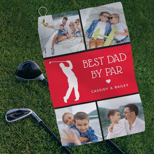Personalized Best Dad by Par Photo Collage Golf To Golf Towel