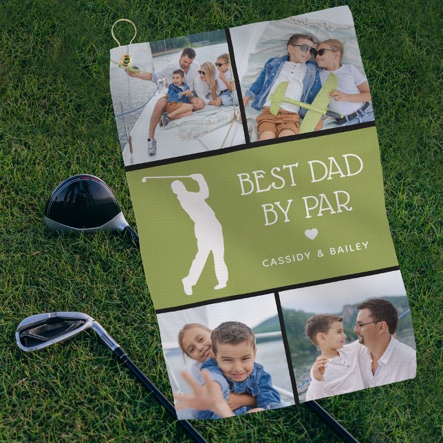 Personalized Best Dad by Par Photo Collage Golf To Golf Towel (Creator Uploaded)