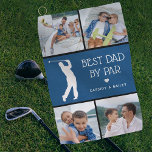 Personalized Best Dad by Par Photo Collage Golf Towel<br><div class="desc">Surprise your golf pro dad with a Father's Day, Christmas or Birthday gift that he can proudly use on the golf course! Add 4 (four) custom pictures to this design from either your phone or computer, the sweet pun that reads 'Best Dad by Par', a cute little heart that can...</div>