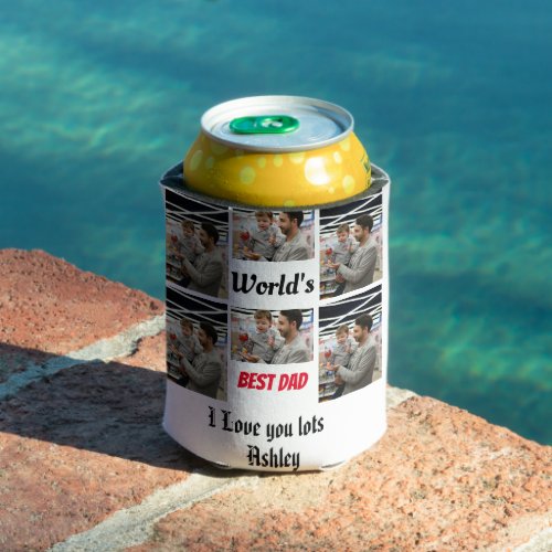 Personalized Best Dad ever 6 photo Collage    Can Cooler