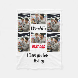 Personalized Best Dad ever 6 photo Collage Fleece Blanket