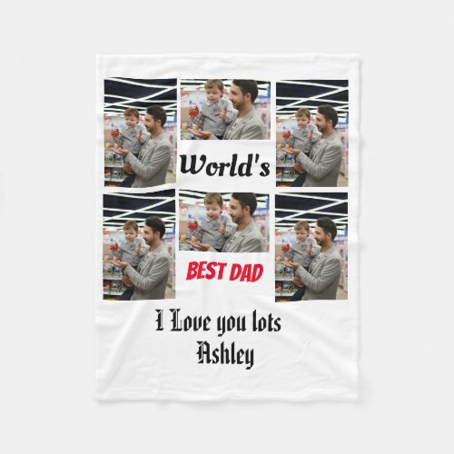 Personalized Best Dad ever 6 photo Collage    Fleece Blanket