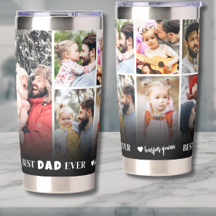Personalized Best Dad Ever 8 Photo Collage Father Insulated Tumbler