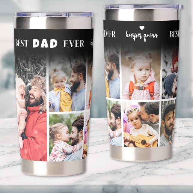 Personalized Best Dad Ever 8 Photo Collage Father Insulated Tumbler (Personalized Best Dad Ever 8 Photo Collage Father Insulated Tumbler)