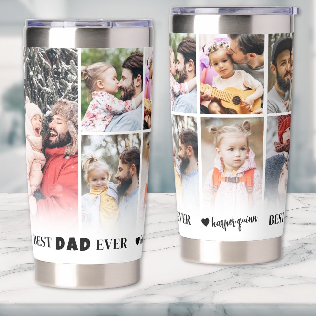 Personalized Best Dad Ever 8 Photo Collage Father Insulated Tumbler (Personalized Best Dad Ever 8 Photo Collage Father Insulated Tumbler )
