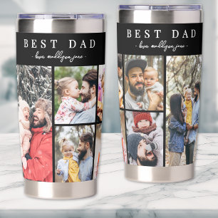 Personalized Best Dad Ever 8 Photo Collage Father Insulated Tumbler