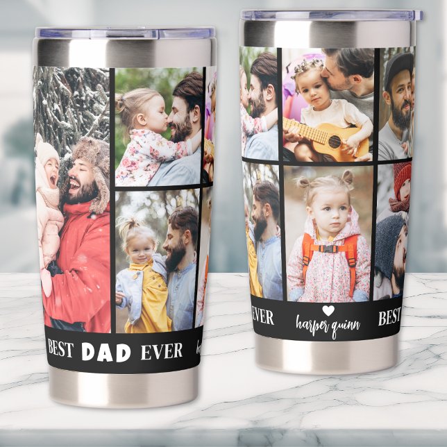 Personalized Best Dad Ever 8 Photo Collage Father Insulated Tumbler (Personalized Best Dad Ever 8 Photo Collage Father Insulated Tumbler)