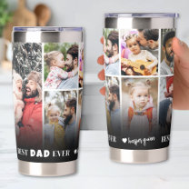 Personalized Best Dad Ever 8 Photo Collage Father Insulated Tumbler