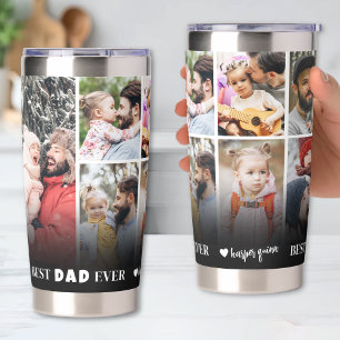 Personalized Best Dad Ever 8 Photo Collage Father Insulated Tumbler
