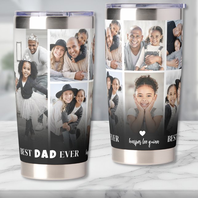 Personalized Best Dad Ever 8 Photo Collage Father Insulated Tumbler (Personalized Best Dad Ever 8 Photo Collage Father Insulated Tumbler )