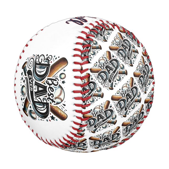Personalized "Best Dad Ever" Baseball (Angled)