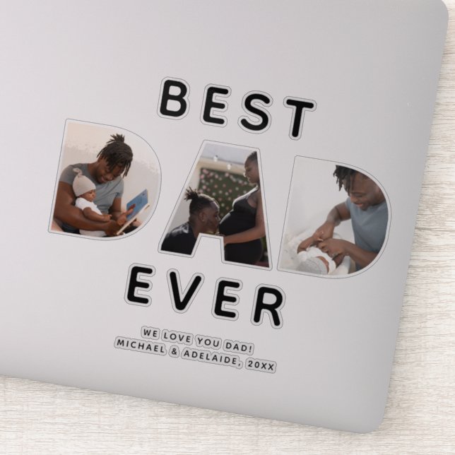 Personalized Best Dad Ever Birthday Photo Laptop Sticker (Detail)