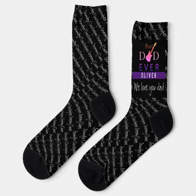 Personalized Best Dad Ever Cool Modern Fathers Day Socks (Left)