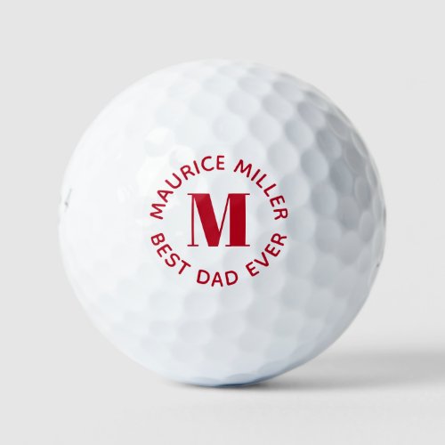 Personalized Best Dad Ever Custom Name Red Golf Balls