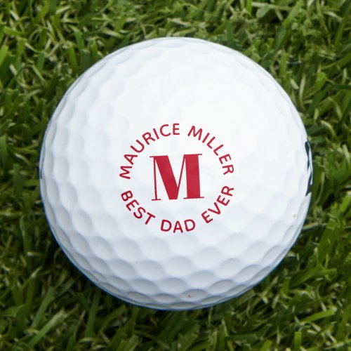 Personalized Best Dad Ever Custom Name Red Golf Balls