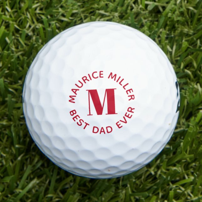 Personalized 'Best Dad Ever' Custom Name Red Golf Balls (Creator Uploaded)